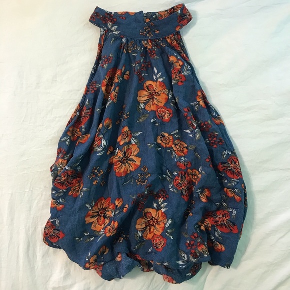 blue floral mock neck tank top - Picture 1 of 3